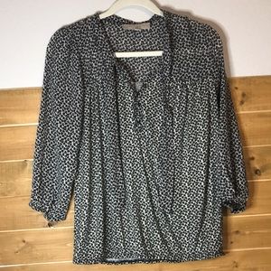 🖤 Ann Taylor LOFT women’s black and white dressy sheer tunic blouse top 🖤🤍